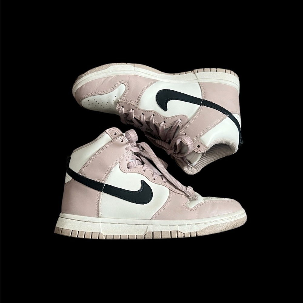Nike Women's Dunk High Pink and White Sneakers